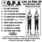 O.P.A. (Orchestre Poétique d'Avant-guerre) Live au Pick-Up (Le Porge / 2008) [Pochette verso]