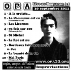 O.P.A. (Orchestre Poétique d'Avant-guerre - Bordeaux) Live au Hell Boqueron (2011) [Pochette verso]