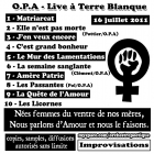 O.P.A. (Orchestre Poétique d'Avant-guerre - Bordeaux) Live à Terre Blanque (2011) [Pochette verso]